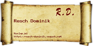 Resch Dominik névjegykártya